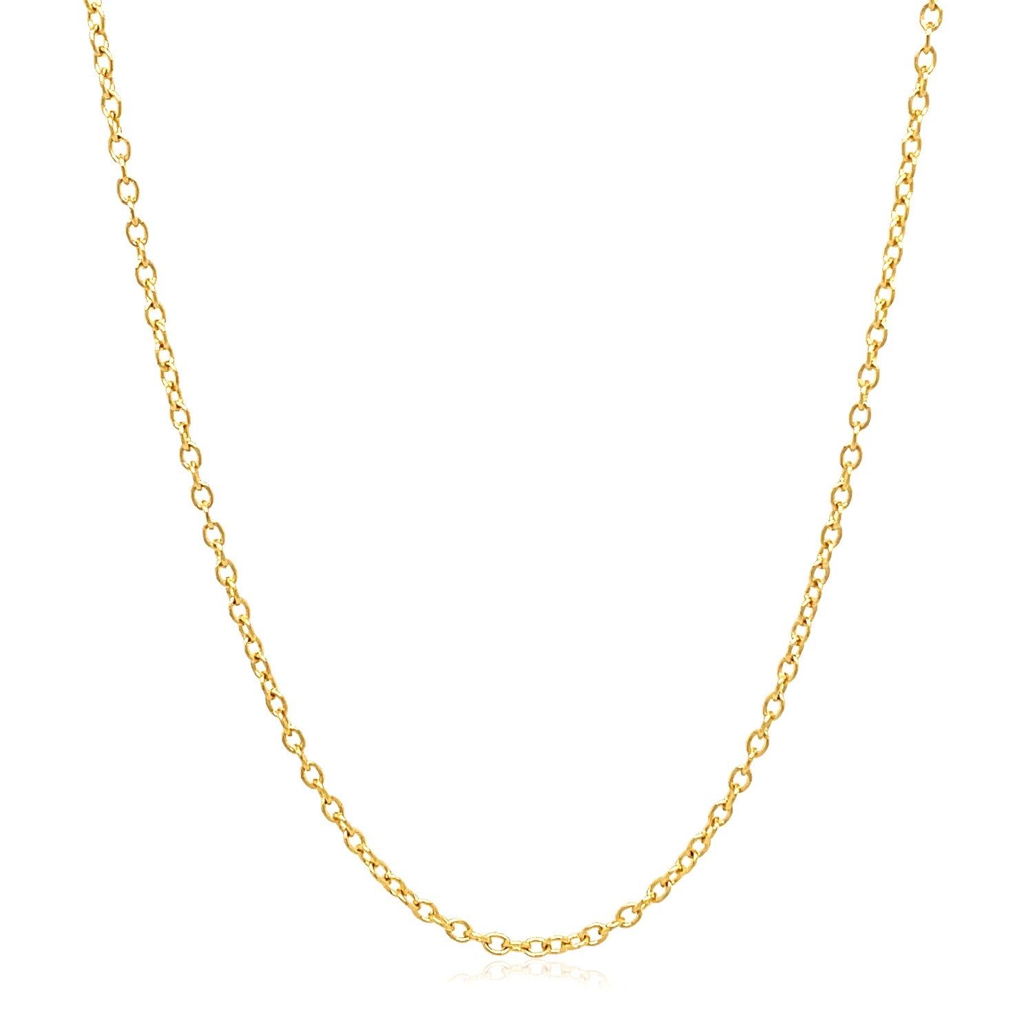18k Yellow Gold Round Cable Link Chain (1.50 mm) in a sleek high-contrast midnight luxury editorial style